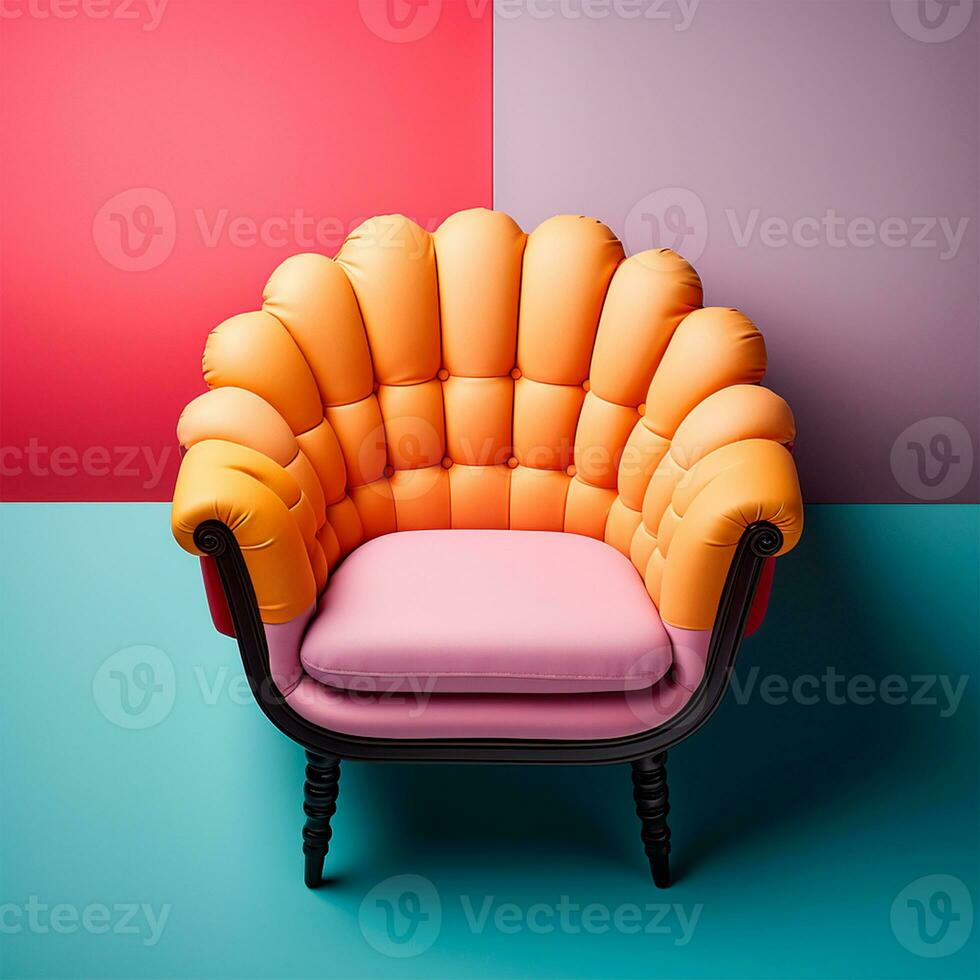 AI generated Bright stylish handmade chair, lonely chair - AI generated image photo