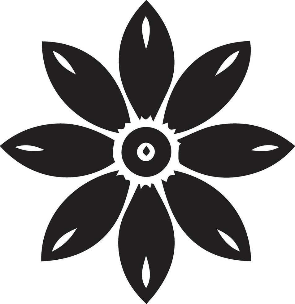 Flower Icon vector art illustration, black color isolated white background 17