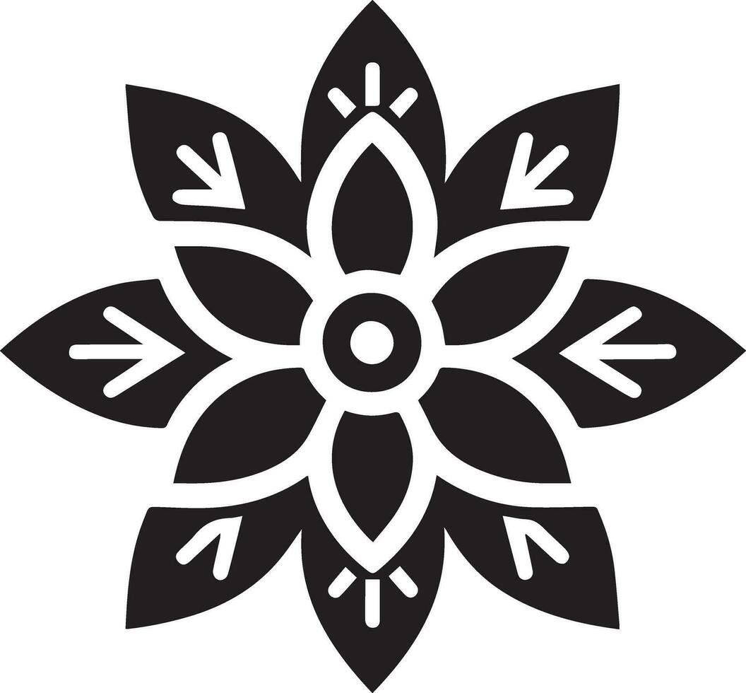 Flower Icon vector art illustration, black color isolated white background 26