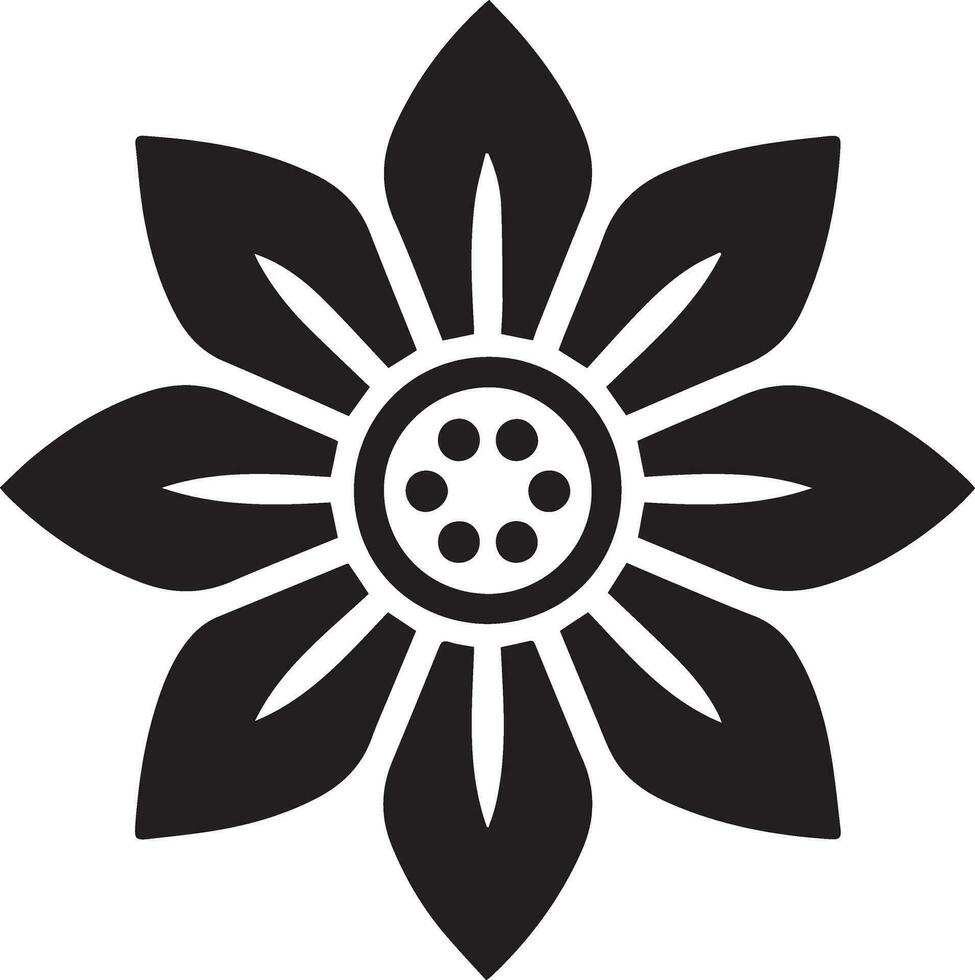 Flower Icon vector art illustration, black color isolated white background 10