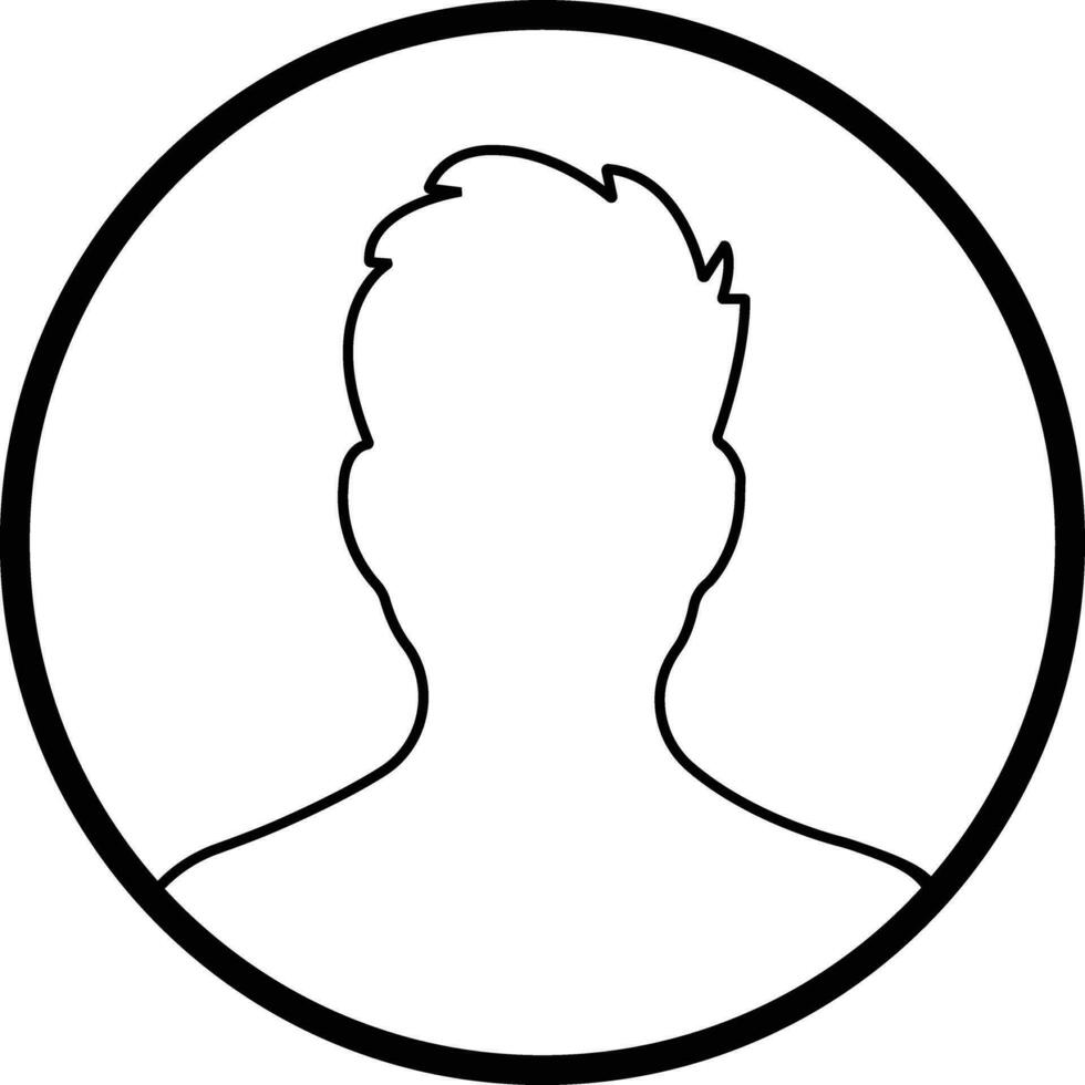 user profile, person icon on line isolated in  Suitable for social media man profiles, screensavers depicting male face silhouettes vector for apps website