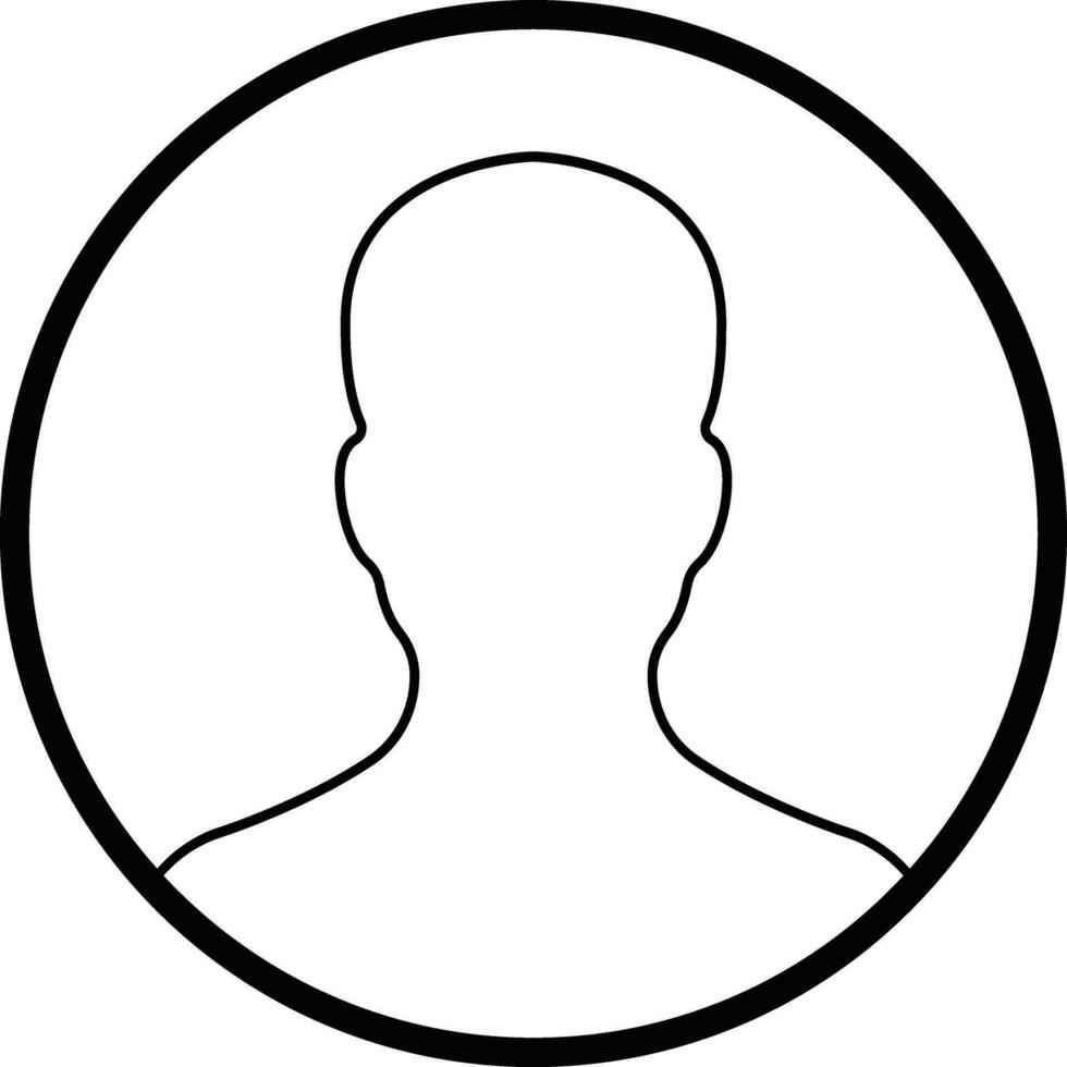 user profile, person icon on line isolated in  Suitable for social media man profiles, screensavers depicting male face silhouettes vector for apps website