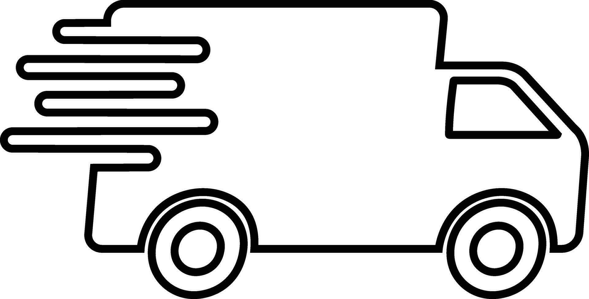 delivery truck icon in line style. isolated on design use for Fast moving shipping delivery truck art vector for transportation symbol apps and websites