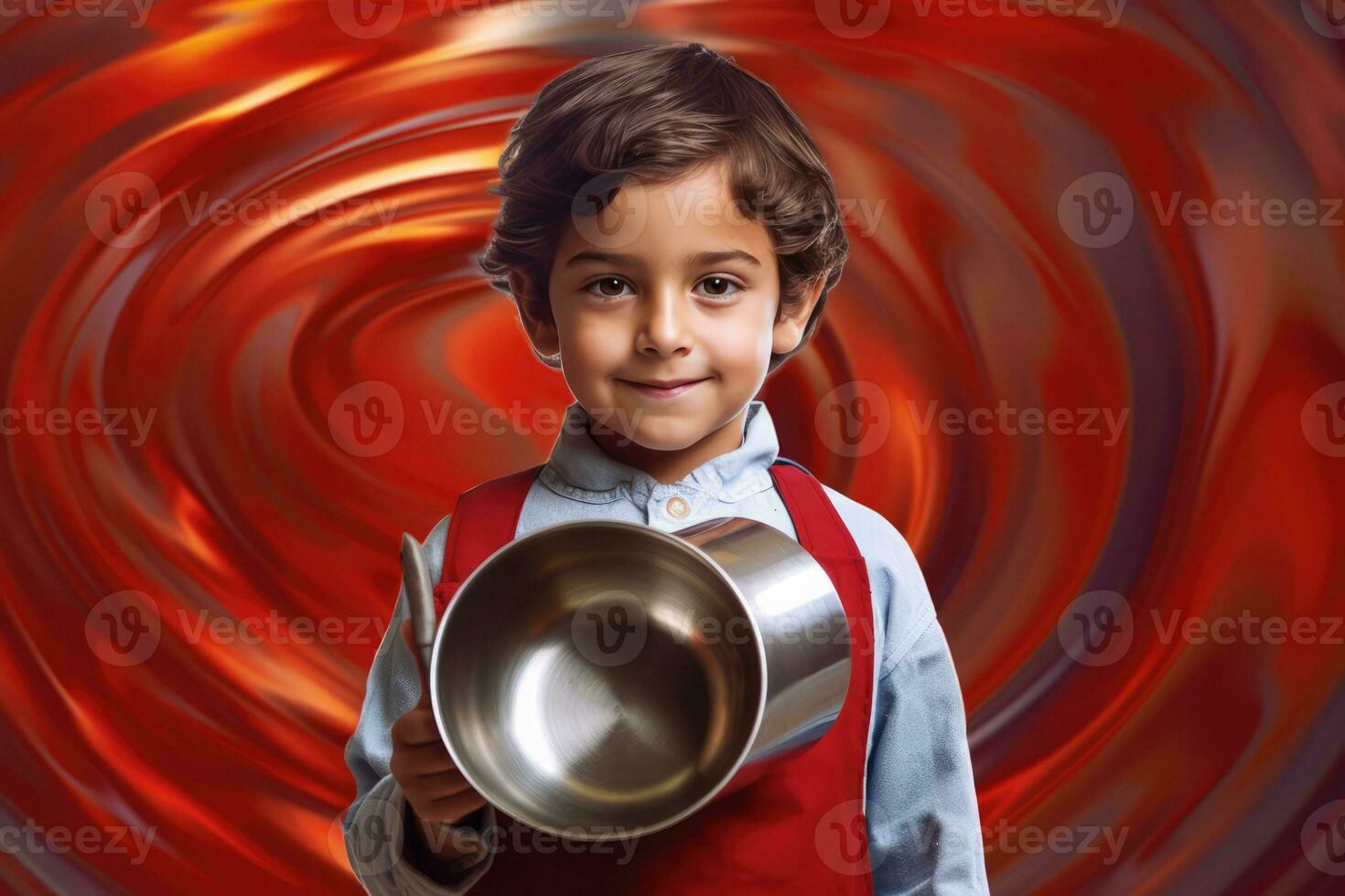 AI generated A Little Boy With a Big Tinpan photo