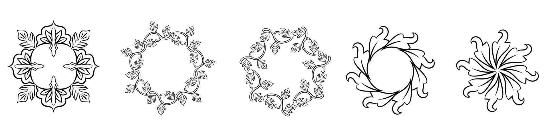 Circular decorative elements for related graphic purpose. Circular frame ornamental graphic elements. vector