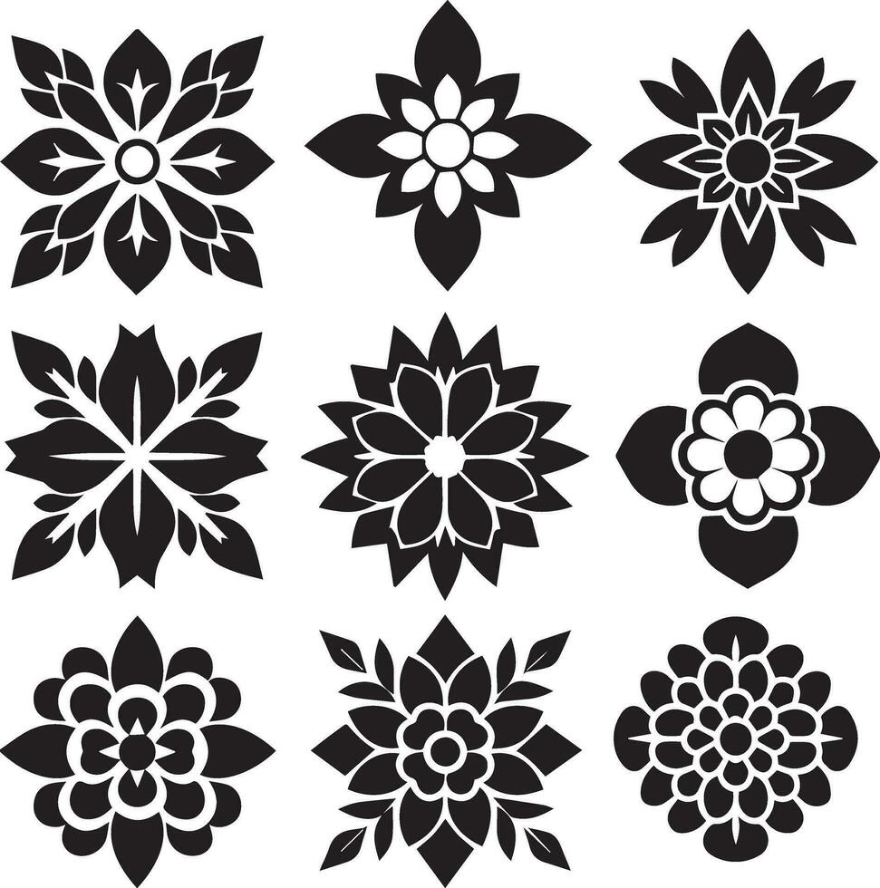 Flower Icon vector illustration black color, Flower Icon silhouette 29