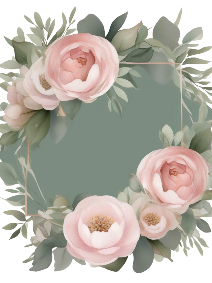 AI generated Free PNG Boho Wedding Bliss Beige Flowers Watercolor Clipart for Invitations, Generative Ai