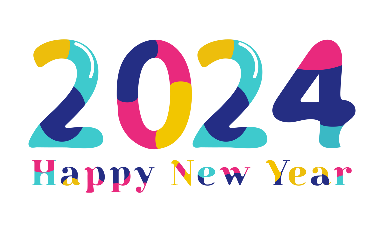 2024 Happy new year logo free download. New year typhography  free download. png