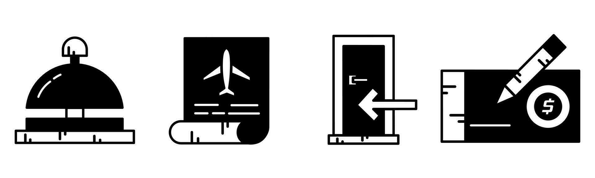 Check in icon vector black and white Illustration design for business. Stock vector.