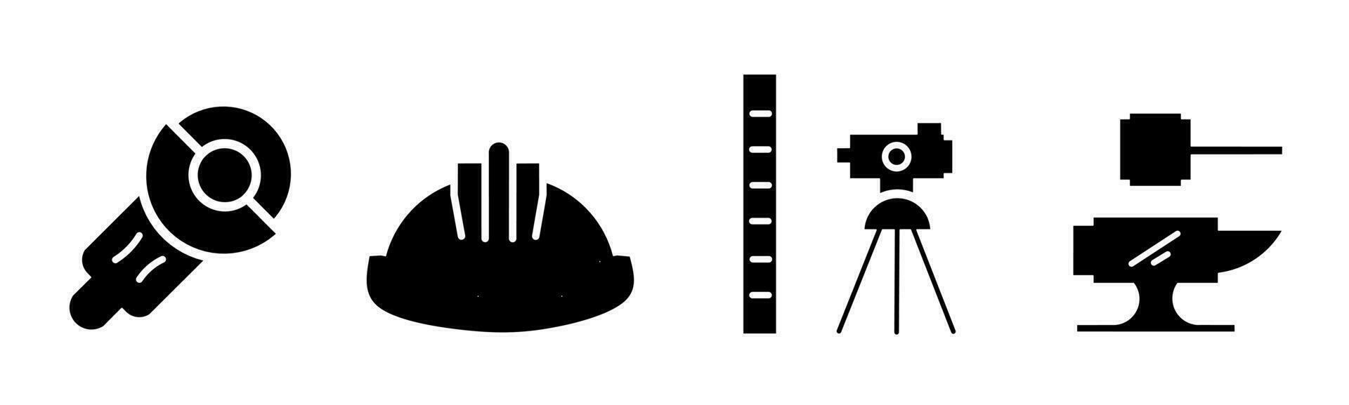 Construction equipment icon collection. An illustration of a black construction equipement icon. Stock vector. vector