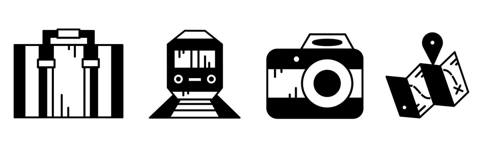 Travelling icon vector black and white Illustration design for business. Stock vector.