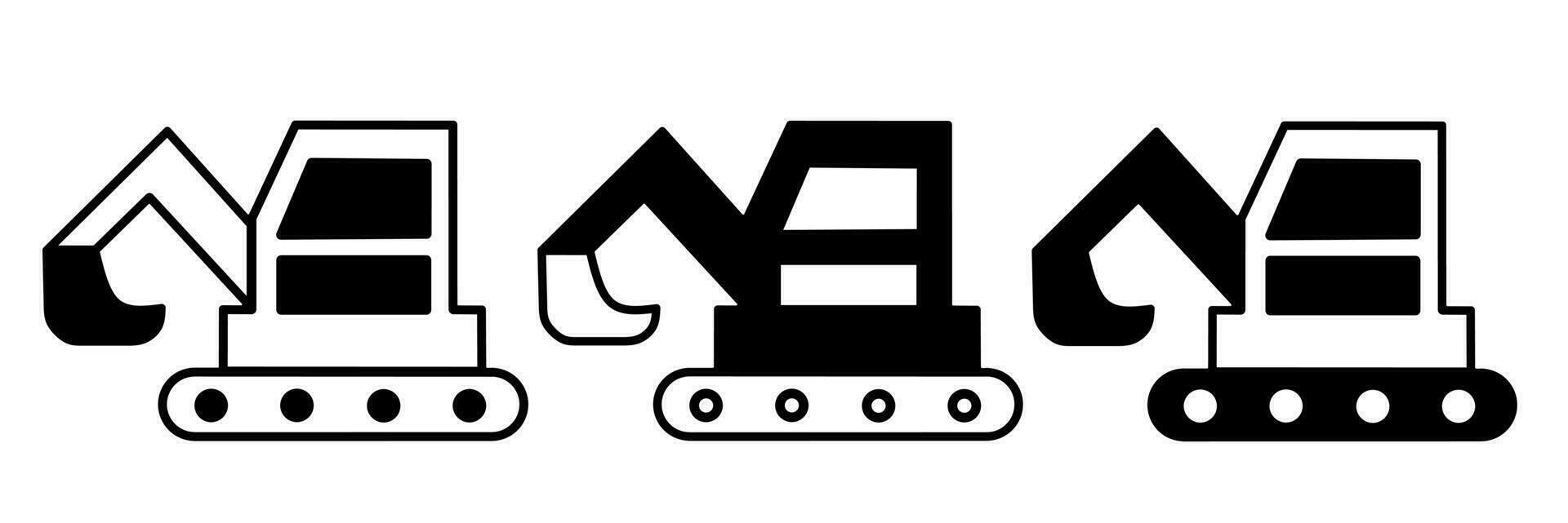 Excavator illustration. Excavator icon vector set. Design for business. Stock vector.