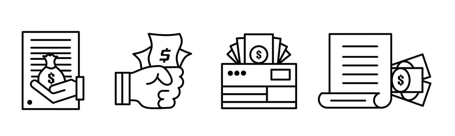 dinero icono diseño negro línea. valores vector. vector