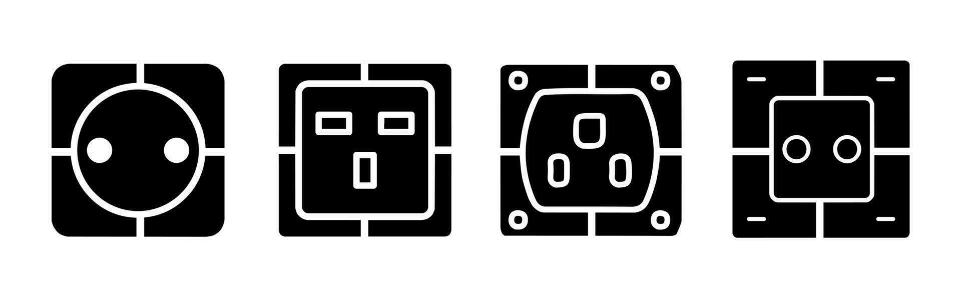 Electric socket icon collection. An illustration of a black electric socket icon. Stock vector. vector