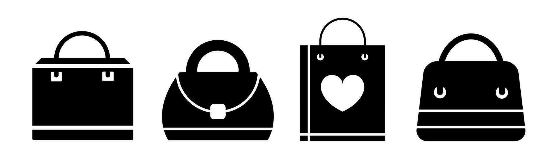 Shopping bag icon collection. An illustration of a black shopping bag icon. Stock vector. vector