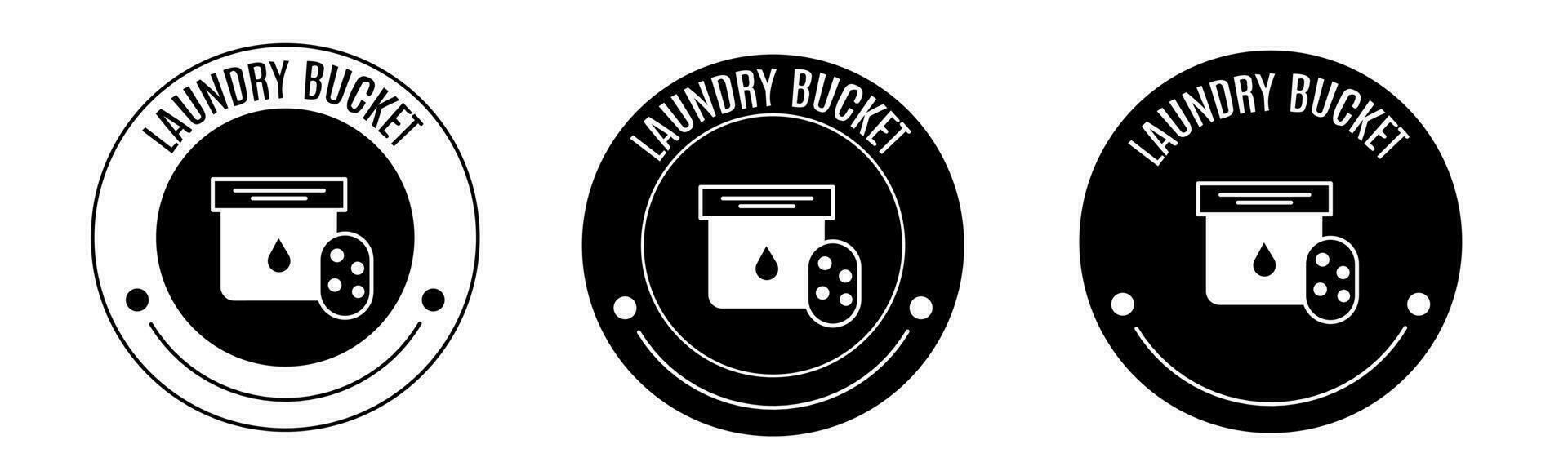 Black and white illustration of laundry bucket icon in flat. Stock vector. vector