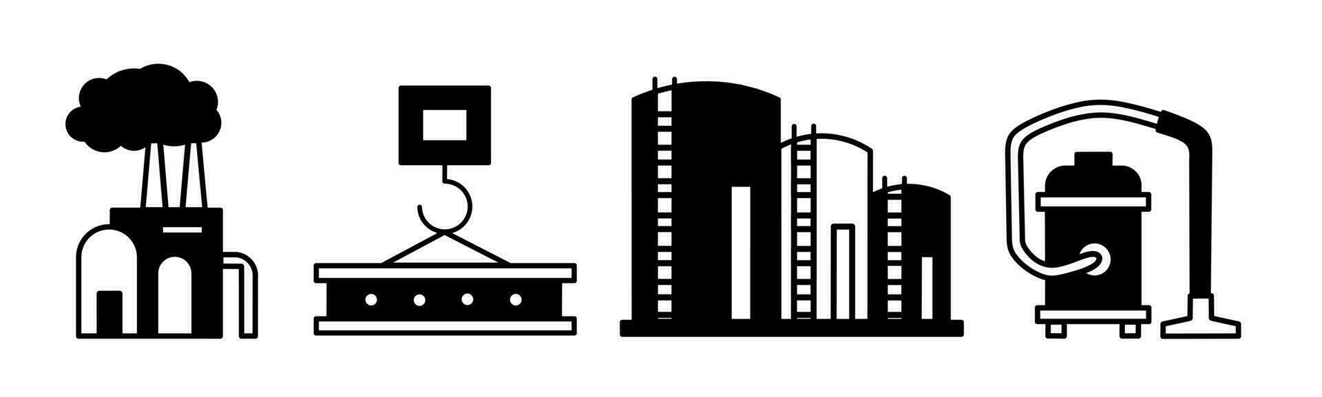 Construction, industrial icon vector black and white Illustration design for business. Stock vector.