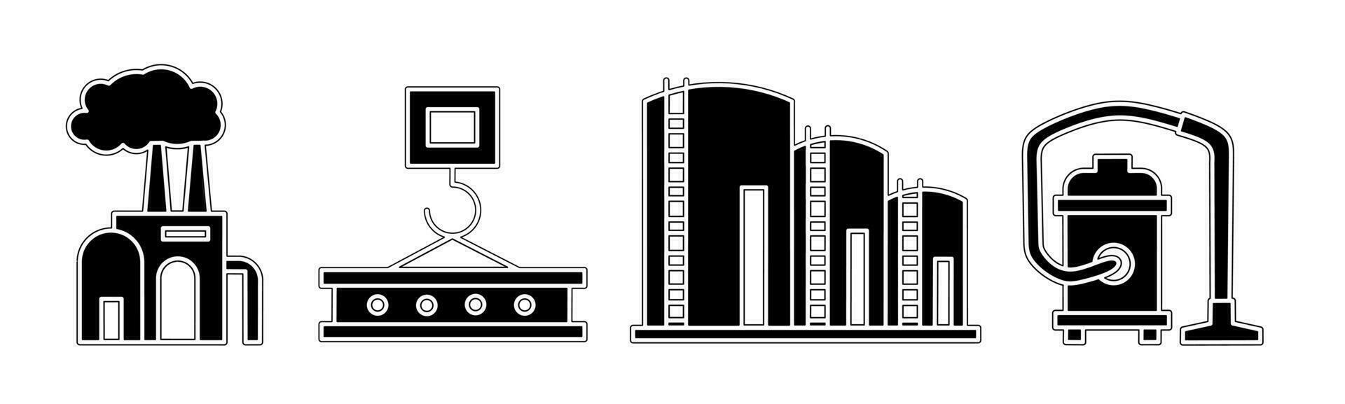 industrial icono recopilación. un ilustración de un negro industrial icono. valores vector. vector