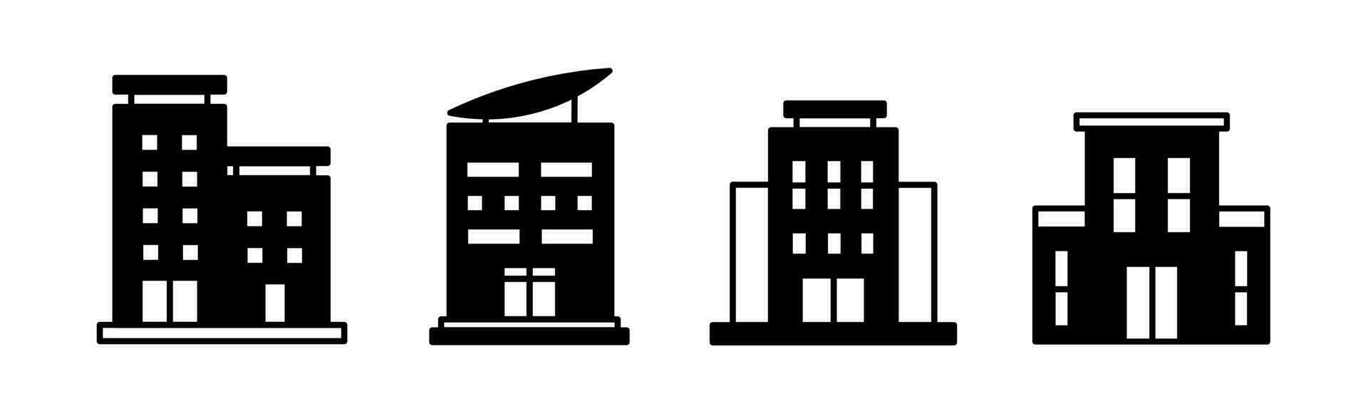 Building icon vector black and white Illustration design for business. Stock vector.