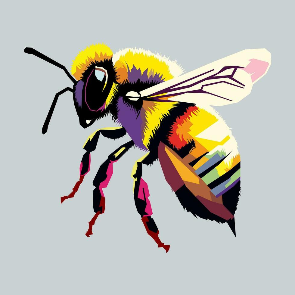 bee drawn using WPAP art style, pop art. vector