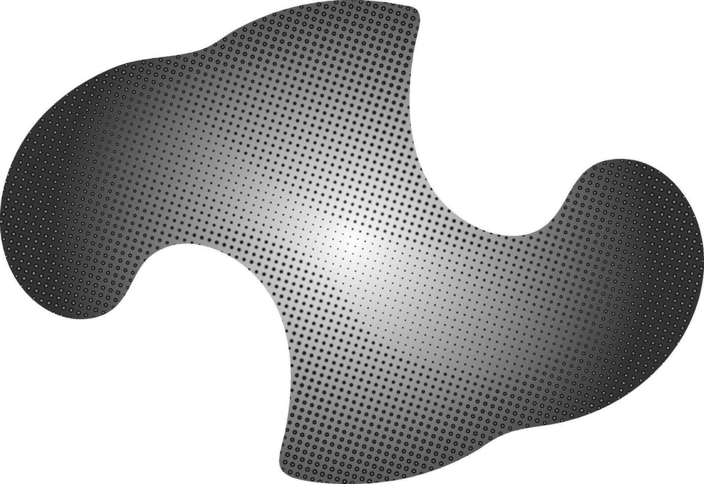 a black and white vector of a metal object with gradient halftone dot effect, abstract 3d rendered illustration of  a metal body, doted
