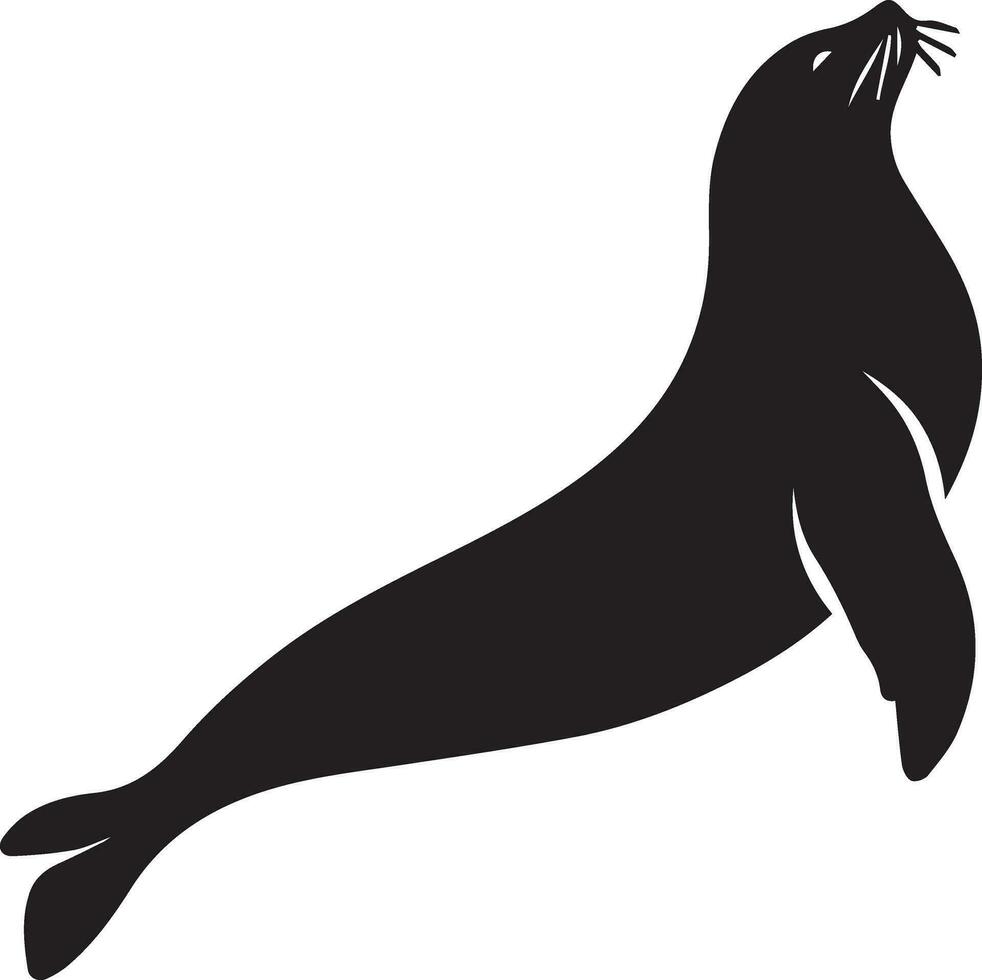 minimal sea lion vector silhouette, white background 2