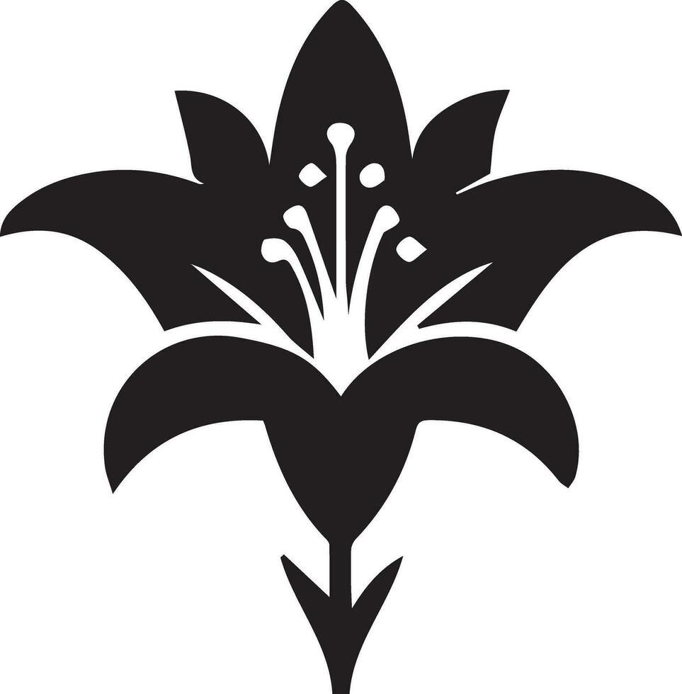 minimal Lily flower icon Vector silhouette black color white background