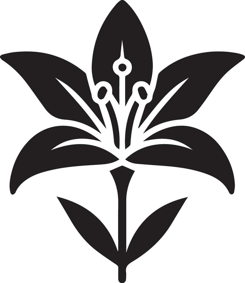 minimal Lily flower icon Vector silhouette black color white background 7
