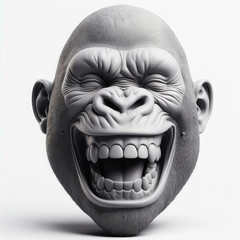AI generated Illustration of Gorilla Mask with Open Mouth Created With Generative AI Technology photo