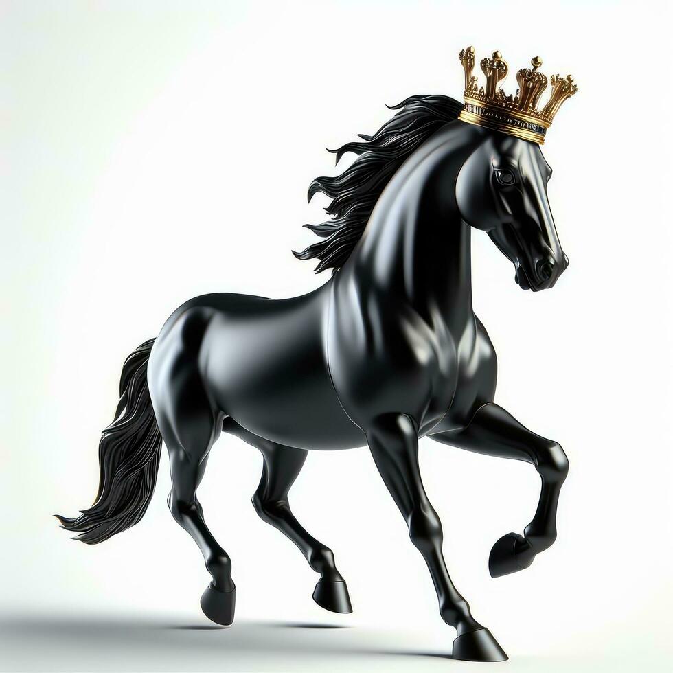 AI generated Illustration of a Majestic Black Horse Wearing a Crown Created With Generative AI Technology photo