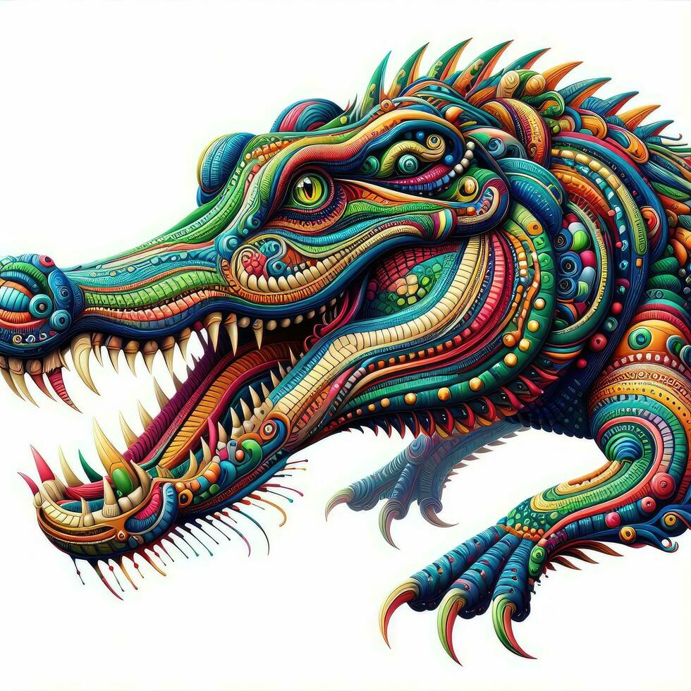 AI generated Illustration of a Colorful Art of a Crocodile Created With Generative AI Technology photo