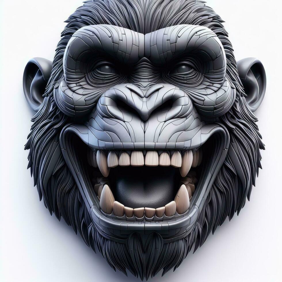 AI generated Illustration of Gorilla Mask with Open Mouth Created With Generative AI Technology photo