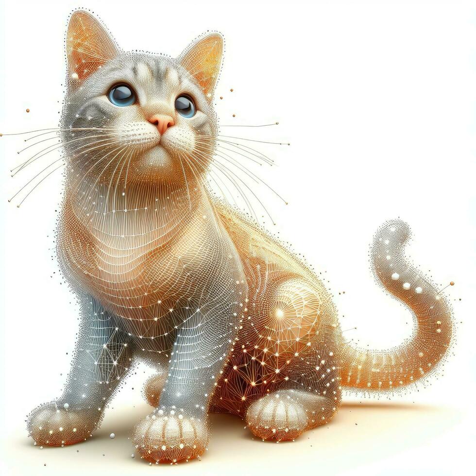 ai generado ilustración de dibujo de un gato en un blanco antecedentes creado con generativo ai tecnología foto