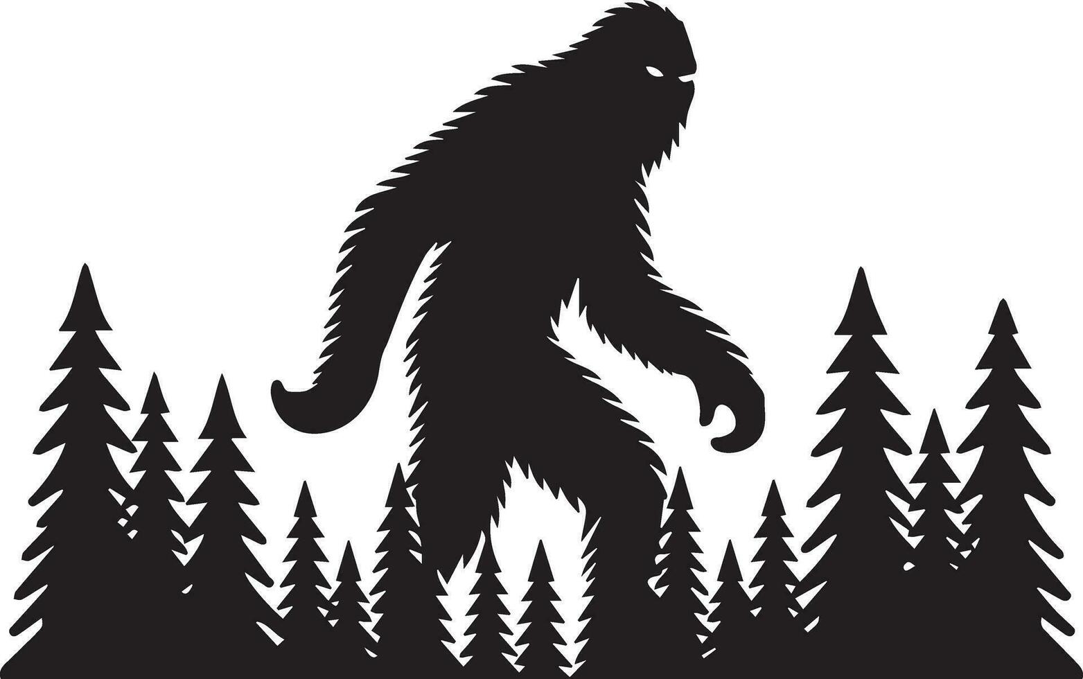 minimal bigfoot animal vector silhouette black color white background 10