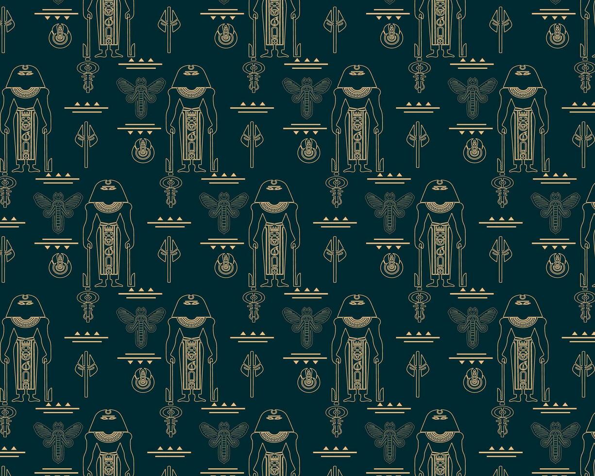 Celestial Symbols and Geometric Shapes on Dark Pattern Wallpaper vector