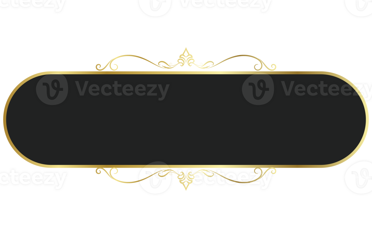 Golden frame and golden corners on black background, vintage style for web page decoration text box. png