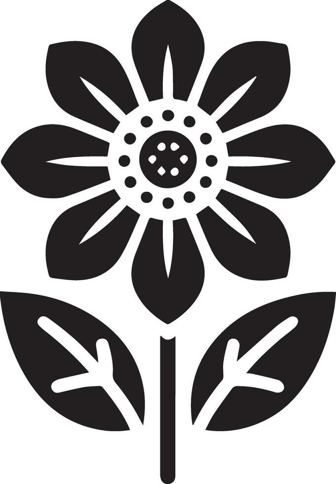 Minimal Flower Icon vector art illustration black color white background 36