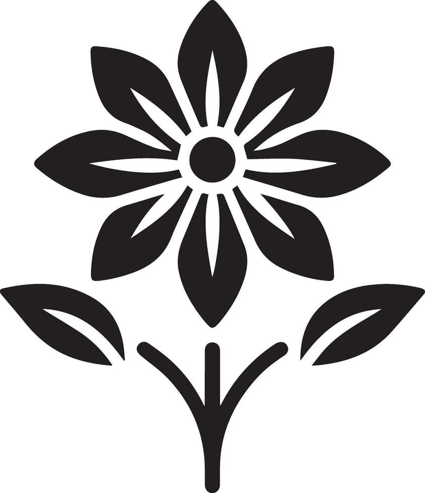 Minimal Flower Icon vector art illustration black color white background 34