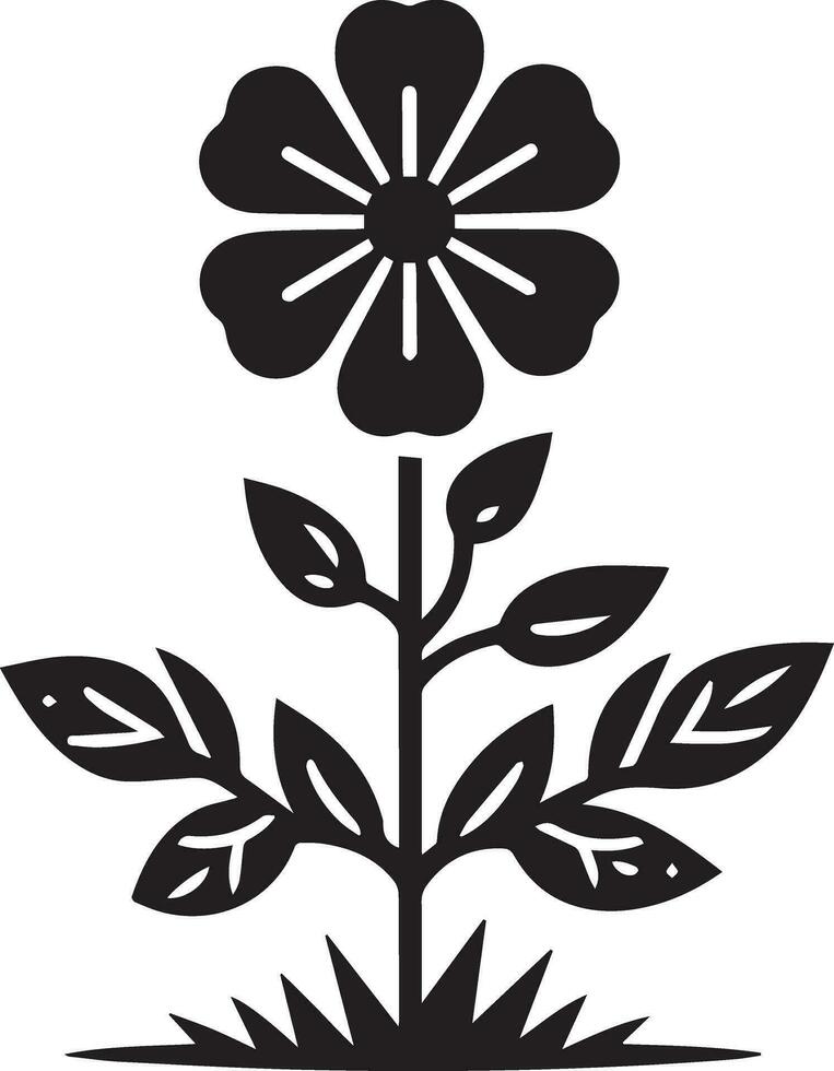 Minimal Flower Icon vector art illustration black color white background 37