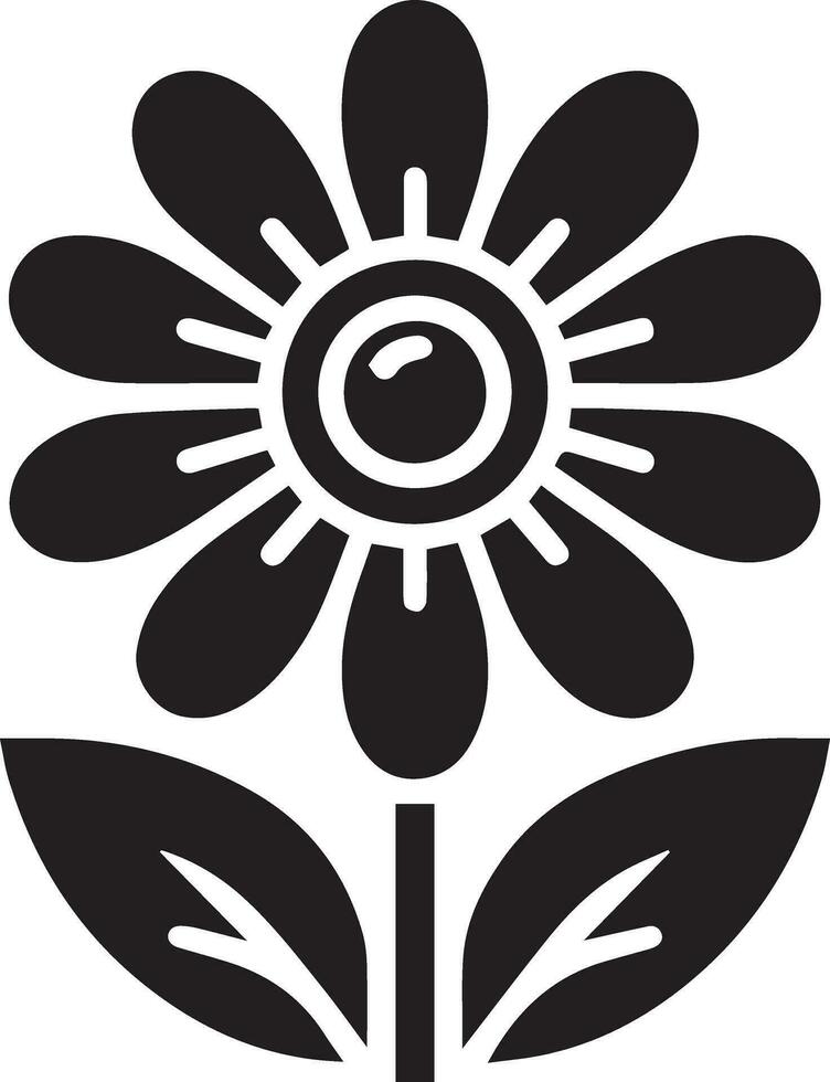 Minimal Flowere icon vector silhouette black color white background 11