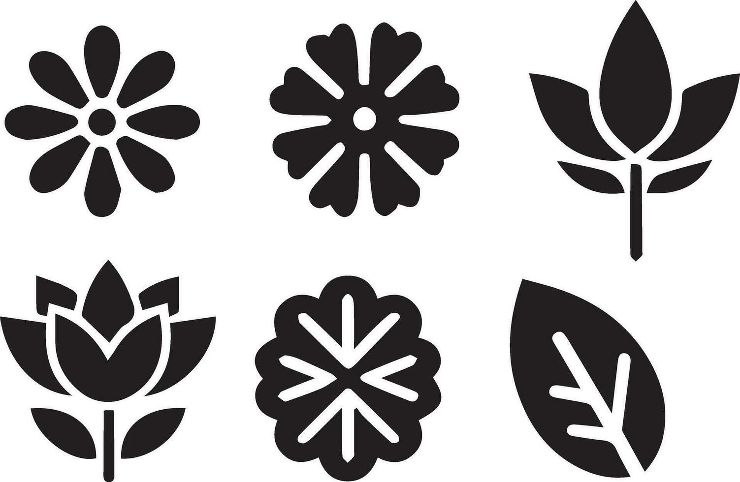 Minimal Flowere icon vector silhouette black color white background 17