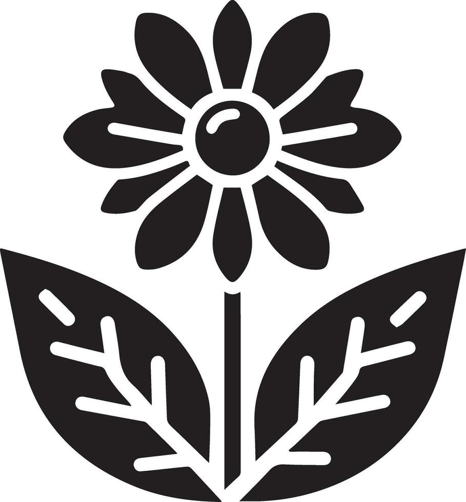 Minimal Flowere icon vector silhouette black color white background 10