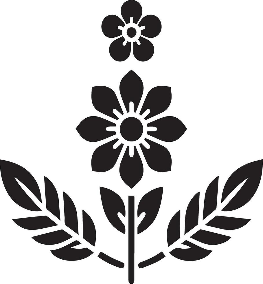 Minimal Flowere icon vector silhouette black color white background 6