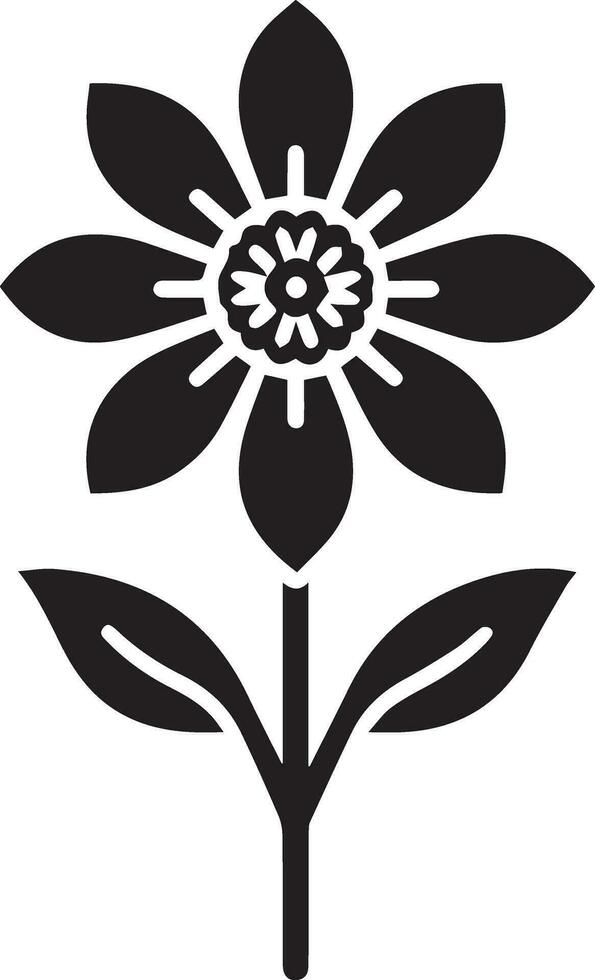 Minimal Flower Icon vector art illustration black color white background 22