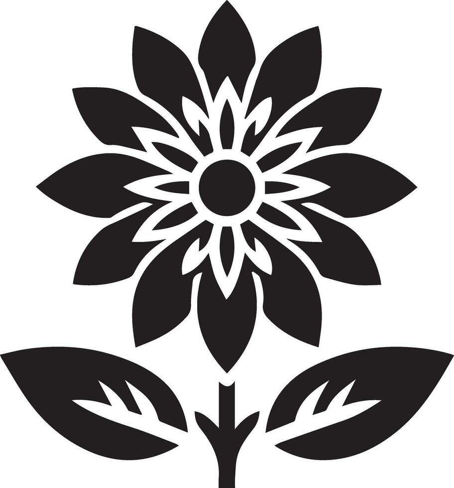 Minimal Flower Icon vector art illustration black color white background 11