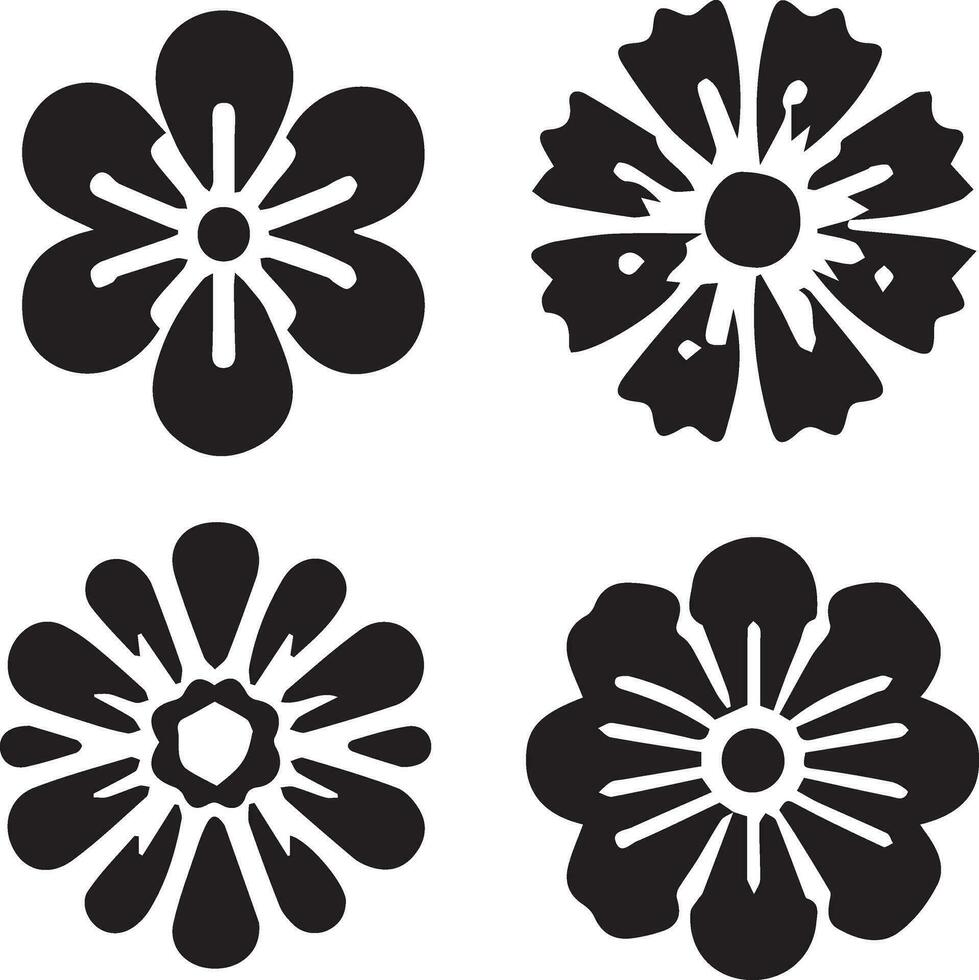 Minimal Flower Icon vector art illustration black color white background 21
