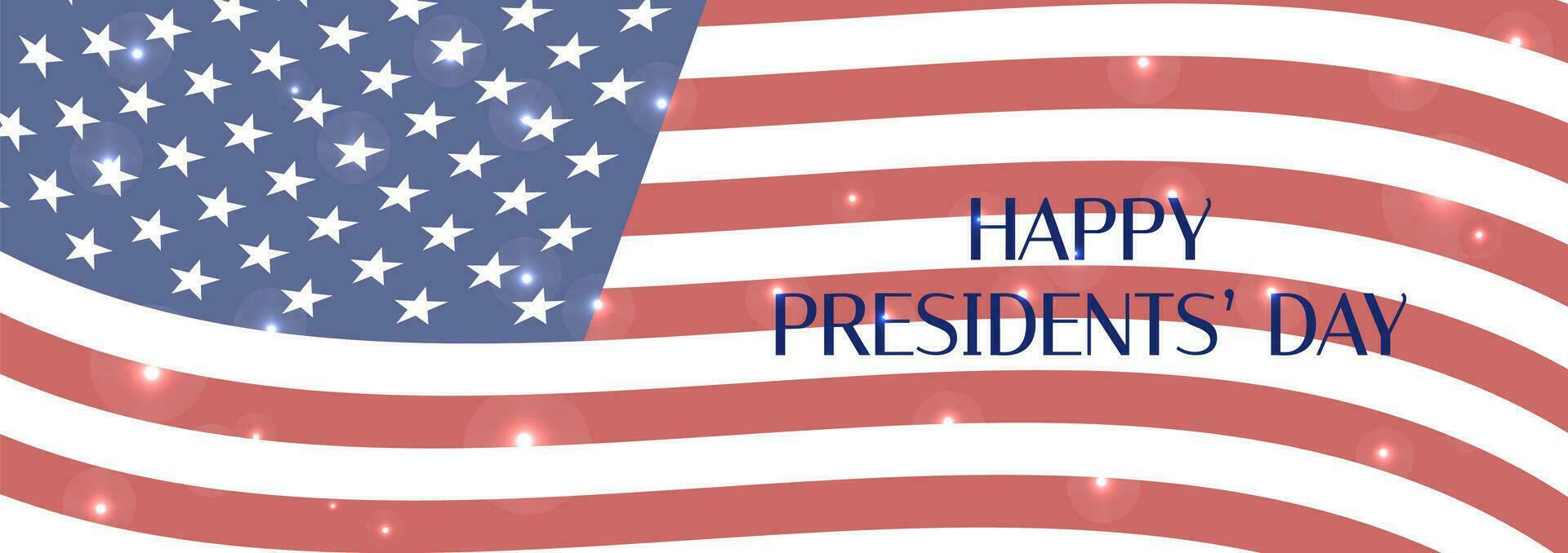 Presidents Day banner. American flag vector background. USA national holiday. Happy President Day February glowing poster