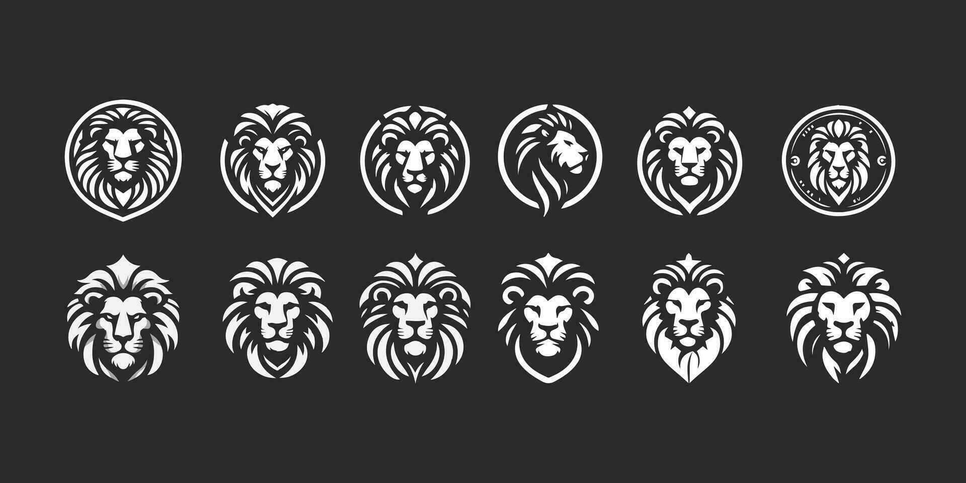 Lion Logo Set. Premium Design Collection. Vector Illustration