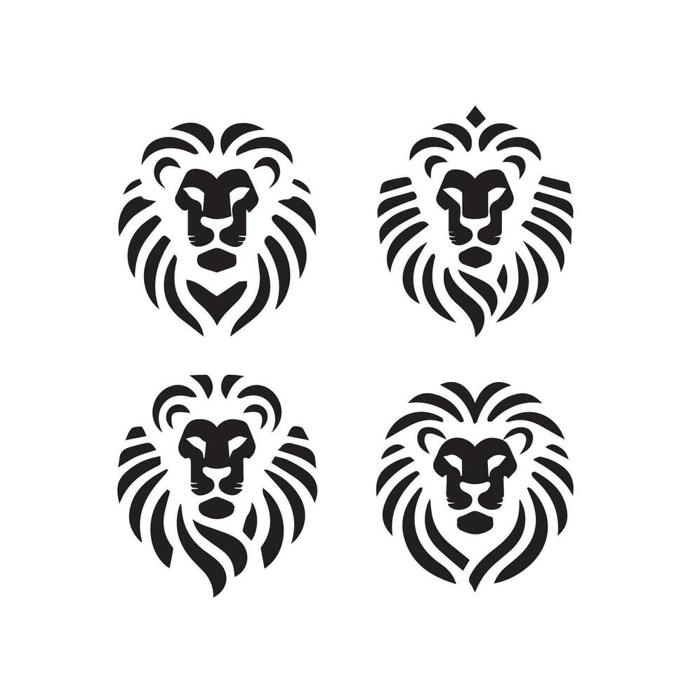 Lion Logo Set. Premium Design Collection. Vector Illustration