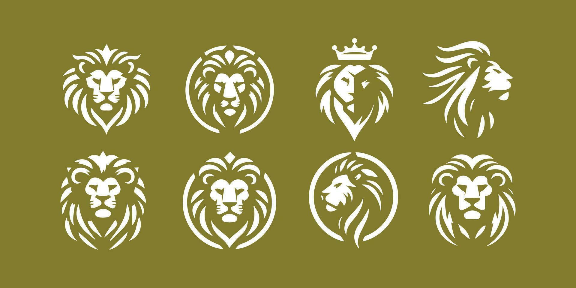 conjunto de logotipo de león. colección de diseño premium. ilustración vectorial vector